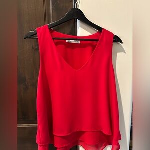 Zara Vibrant Red Sleeveless Blouse
